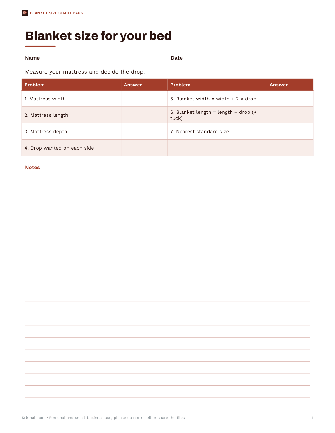 Preview of the first page of Bed drop worksheet
